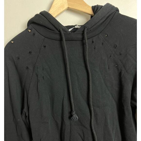Helmut Lang Distressed Black Hoodie Long Sleeve Minimalist 100% Cotton Size Med - Picture 6 of 7